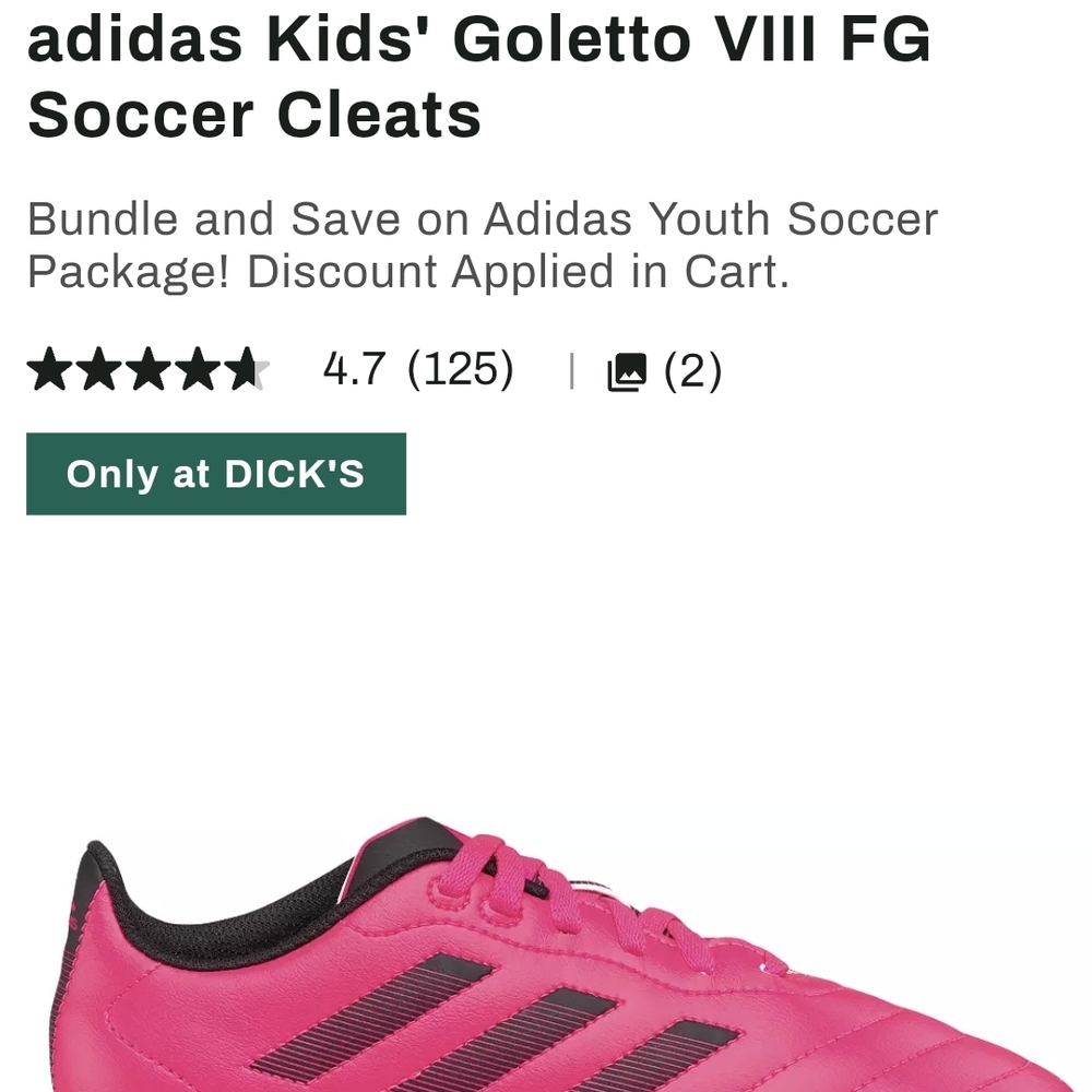 Adidas Pink and Black Soccer Cleats for Kids